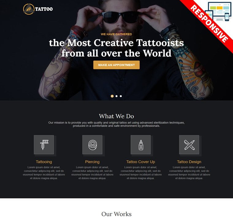 Tattoo website design | Gridgum